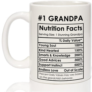 Grandpa Gifts from Grandson Granddaughter, Fathers Day Gift for Grandpa Grandfather - Grandpa Birthday Gifts, Christmas Gifts for Grandpa, #1 Grandpa Coffee Mugs, Grandpa Nutrition Facts Mug, 11oz
