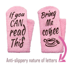 Breezy Valley Coffee Socks Gifts for Women Coffee Loves, Birthday Gifts for Women Friends Female - If You Can Read This Bring Me Coffee Socks, Funny Grandma Present, Christmas Mom Gifts - Pink