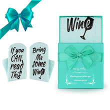 Load image into Gallery viewer, Wine Socks Gifts for Women, Birthday Gifts for Women Friends Female - If You Can Read This Bring Me Some Wine Socks, Funny Grandma Present, Christmas Mom Gifts, Wine Accessories Gift Boxes - Teal
