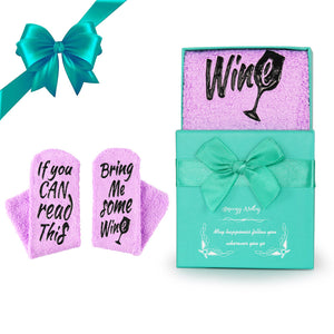 Wine Socks Gifts for Women, Birthday Gifts for Women Friends Female - If You Can Read This Bring Me Some Wine Socks, Funny Grandma Present, Christmas Mom Gifts, Wine Accessories Gift Boxes -Purple