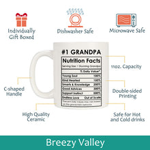 Load image into Gallery viewer, Grandpa Gifts from Grandson Granddaughter, Fathers Day Gift for Grandpa Grandfather - Grandpa Birthday Gifts, Christmas Gifts for Grandpa, #1 Grandpa Coffee Mugs, Grandpa Nutrition Facts Mug, 11oz
