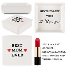 Load image into Gallery viewer, Mom Gifts for Mothers Day Best Mom Ever Gifts, I Love You Mom Gifts Set - Mom Birthday Gifts from Daughter, Christmas Valentines Day Gifts, Jewelry Tray Ring Holder Trinket Dish w/ Heart Necklace

