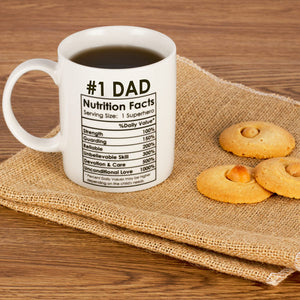 Breezy Valley Dad birthday gifts from Daughter Son, Dad Mug Funny - Superhero Dad Nutrition Facts mug, Dad Christmas Gifts, Fathers Day Gift for Dad - White, 11oz