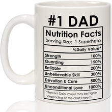 Load image into Gallery viewer, Breezy Valley Dad birthday gifts from Daughter Son, Dad Mug Funny - Superhero Dad Nutrition Facts mug, Dad Christmas Gifts, Fathers Day Gift for Dad - White, 11oz
